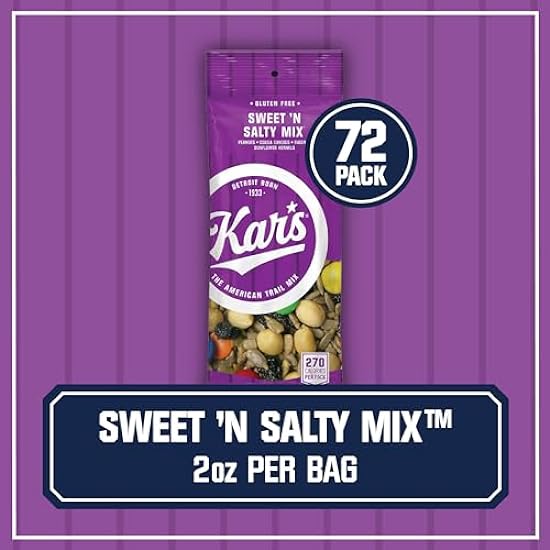 Kar’s Nuts Original Sweet ‘N Salty Trail Mix, 2 oz Individual Snack Packs – Bulk Pack of 72, Gluten-Free Snacks 191545449