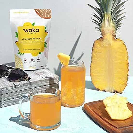 Waka — Unsweetened Instant Tea Powder 3-Bag Combo — 100% Tea Leaves — Raspberry Flavored, Watermelon Flavored, Pineapple Flavored, 4.5 oz Per Bag 733699915