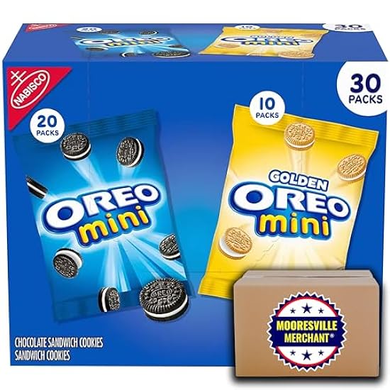 Nabisco Oreo Mini Mix Sandwich Cookies Variety Pack, Oreo & Golden Oreo, 1.5 oz, 30 Snack Packs with Mooresville Merchant Decal 409025792