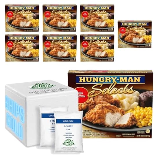 Salutem Vita - Hungry Man Selects Classic Fried Chicken Frozen Meal, 16 oz - Pack of 8 769720009