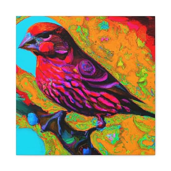 Finch on Technicolor - Canvas 20″ x 20″ / Premium Gallery Wraps (1.25″) 810051940