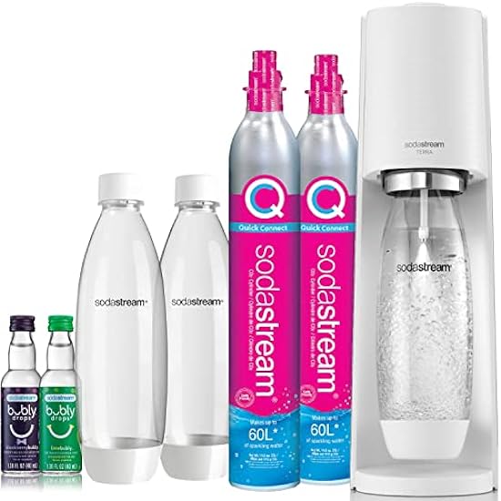 SodaStream Terra Sparkling Water Maker Bundle (White), with CO2, DWS Bottles, and Bubly Drops Flavors 131972302