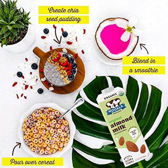 Mooala – Organic Almondmilk, Unsweetened, 32oz (Pack of 6) – Shelf-Stable, Non-Dairy, Gluten-Free, Vegan & Plant-Based Beverage with No Added Sugar (Unsweetened Original) 871654709