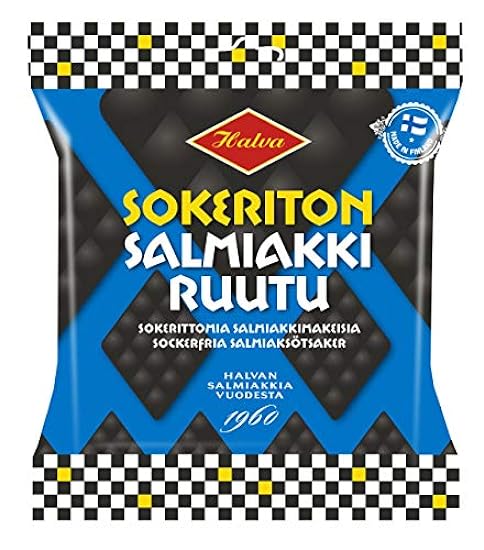 Halva Sokeriton Salmiakkiruutu Liquorice 6 Packs of 90g
