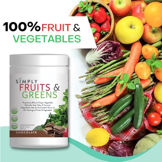 Simply Nutrients Fruits & Greens Powder - Amazing Super Greens Powder for Water, Smoothies, Juices, Shakes & More - Superfood Smoothie Powder (Chocolate) 600247028