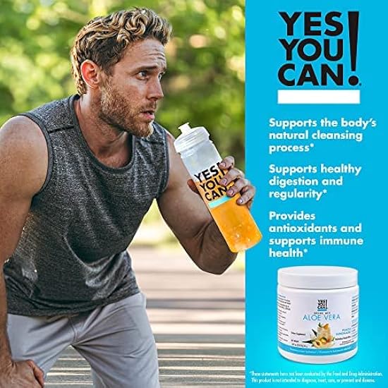 Yes You Can! Organic Aloe Vera Drink Mix - Super Greens Powder - Energy Drink Powder - Pure Aloe Juice Infused - Organic Superfoods - Made in The USA - Peach Lemonade - 16oz (4 Pack) 417115129