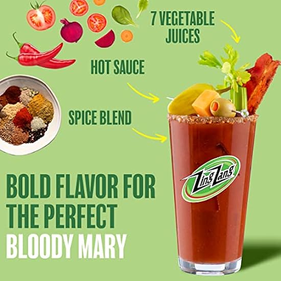 Zing Zang Bloody Mary Mix, Non-Alcoholic Cocktail Mixer with a Bold-Tasting Seven Vegetable Juice and Spice Blend, 7.5 Fl Oz Cans (Pack of 24) 952512553