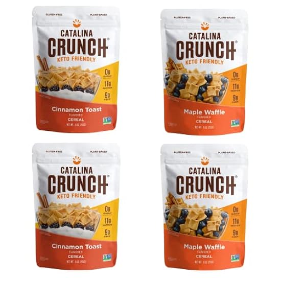 Catalina Crunch Keto Cereal Variety Pack Cinnamon Toast & Maple Waffle (2 Flavors), 4 bags, | Low Carb, Zero Sugar, Gluten & Grain Free, Fiber | Keto Snacks, Vegan Snacks, Protein Snacks | Breakfast Protein Cereal | Keto Friendly Foods 165572839
