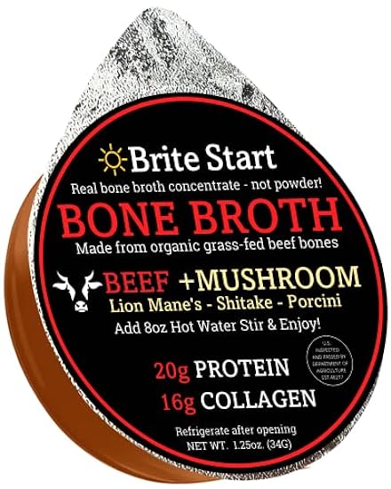 Brite Start Bone Broth - Beef + Mushrooms - Porcini, Sh