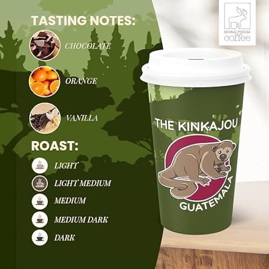 Diving Moose Coffee - The Kinkajou Guatemala Medium Light Roast - Small-Batch Roasted for Exceptional Freshness and Remarkable Flavor - Vanilla (2 LB) 259362885