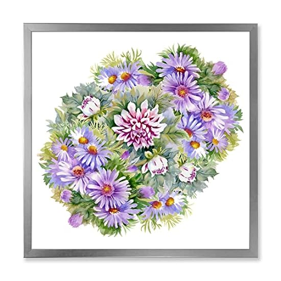 DesignQ Bouquet With Purple Chrysanthemums and Daisies 