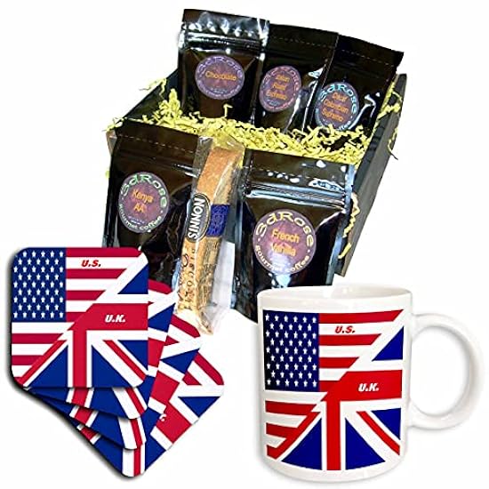 3dRose Florene Patriotic - US n UK Flags Joined - Coffe