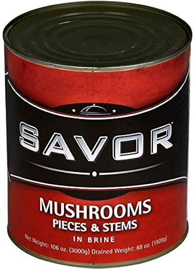 Savor Imports Mushroom Pieces and Stems, Number 10 Can -- 6 per case. 679198123