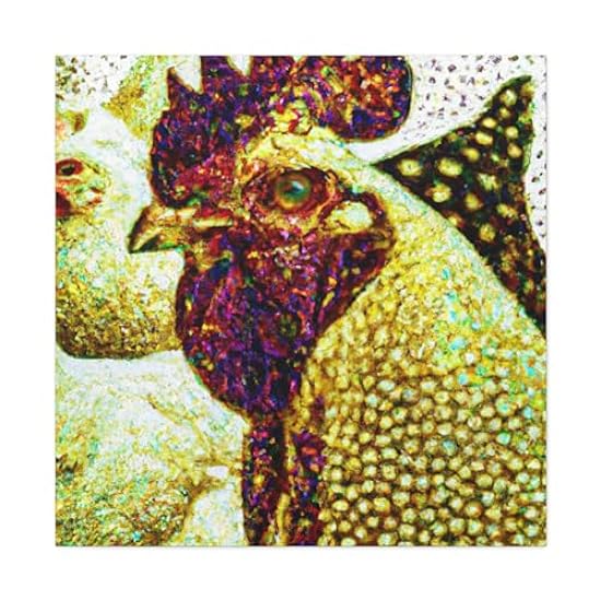 Chicken in Pointillism. - Canvas 36″ x 36″ / Premium Ga