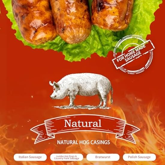 2.0LBS 100% Natural Hog Casings for Home Make Sausage, Makes 140 LBS to 180LBS Sausages, Great for Ideal Sausage Casing or Pork Casing for Italian Sausages, Breakfast Sausage 698759499