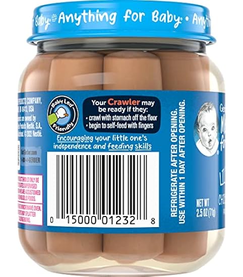 Gerber Mealtime for Baby Lil’ Sticks, Chicken Sticks, Packed in Water, No Nitrates or Nitrites Added, for Crawlers 10 Months & Up, 2.5 Ounce Jar (Pack of 10 Jars) 949237887