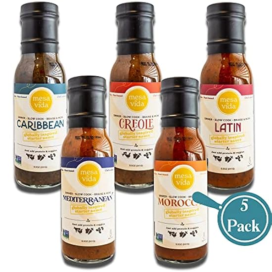 Globally Inspired Starter Sauce | Cooking Sauce | Plant-Based Oil Free Healthy Pantry Staples (Global Flavors Variety Bundle, 8.5 oz (Pack of 5)) 399386967