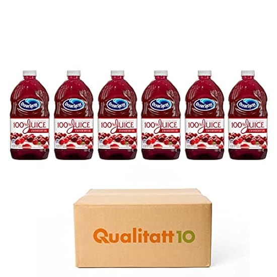 Ocean Spray 100% Juice Cranberry 64 fl oz 6 Pack by Qua