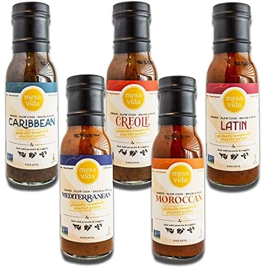 Globally Inspired Starter Sauce | Cooking Sauce | Plant-Based Oil Free Healthy Pantry Staples (Global Flavors Variety Bundle, 8.5 oz (Pack of 5)) 399386967