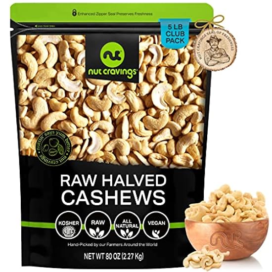 Nut Cravings - Raw Cashew Halves & Pieces, Unsalted, Sh