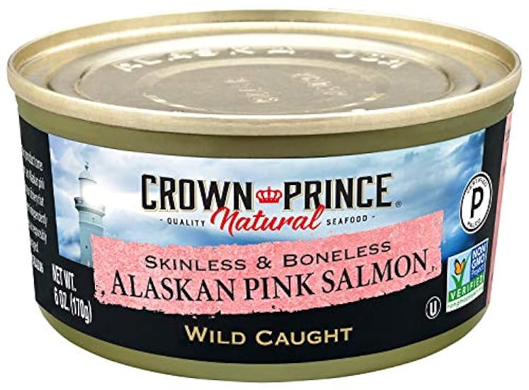 Crown Prince Natural Skinless & Boneless Alaskan Pink Salmon, 6-Ounce Cans (Pack of 12) 727105699