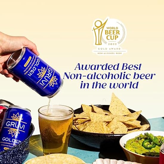 Gruvi Non-Alcoholic Beer Variety Pack, 18-Pack, Mocha Nitro Stout, Juicy IPA, Golden Lager, Less than 0.5% ABV, NA Beer… 959066673