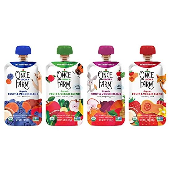 Once Upon a Farm | Organic Fruit & Veggie Blend | Blueberry, Kale Apple, Veggie, Strawberry | Cold-Pressed | No Sugar Added | Dairy-Free Plant Based | Variety Pack of 24 66493596