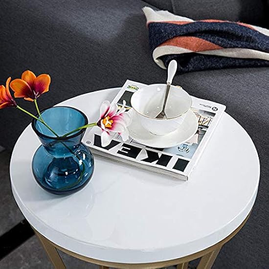 Escritorios WFF Nordic Metal Storage Table, Living Room Sofa Table, Marble Tabletop, Sturdy and Durable, Suitable for Living Room, Bedroom (Color : White) 980956762