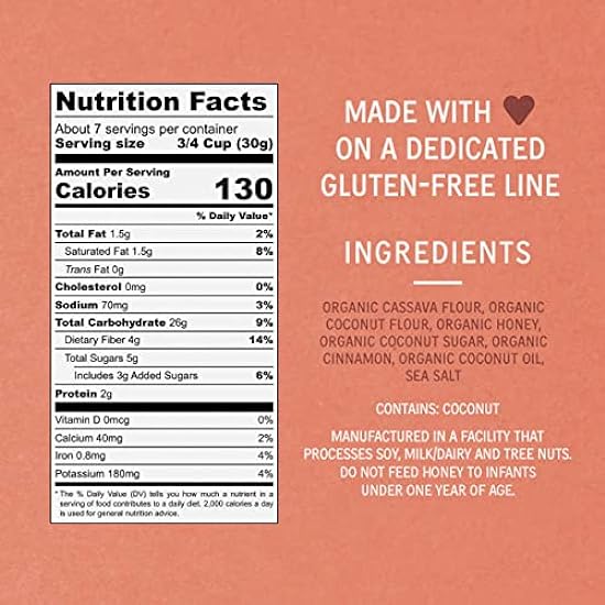 Lovebird Gluten Free Cereal - Organic Grain Free Cereals Paleo AIP Dairy Free Keto Friendly No Refined Sugar Healthy Snacks for Kids, Adults (Cinnamon, 4 Pack) 893217029