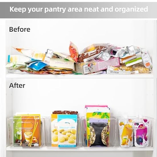 YIHONG Clear Pantry Storage Organizer Bins, 10 Pack Plastic Food Storage Bins with Handle for Kitchen,Refrigerator, Freezer,Cabinet Organization and Storage 835542361