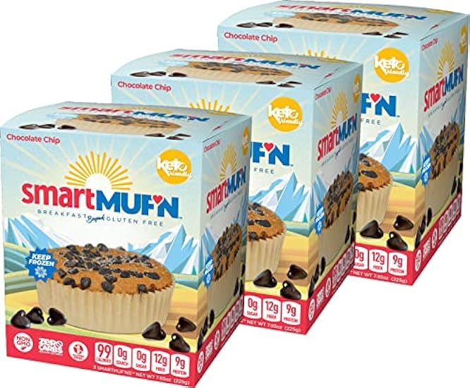 Smart Baking Company Smartmuf´n, Gluten-free, Sugar-free Keto Snack Breakfast Muffin (Chocolate Chip, 3 Boxes) 395543746