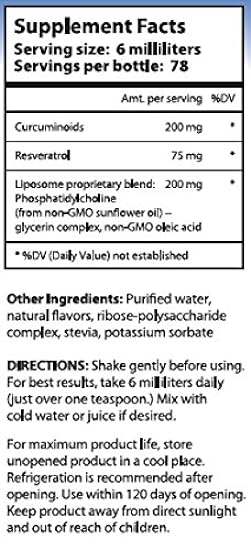 Nutrient Tree Liposomal Curcumin(Turmeric)/Resveratrol, 78 Doses, Alcohol Free, Non-Soy, Non-GMO, Made in USA 413718665