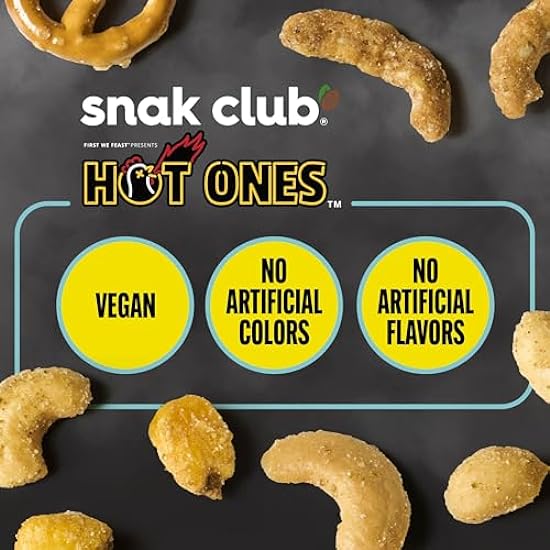 Snak Club x Hot Ones Smoky Sweet Snack Mix, Spicy Snack with Peanuts, Pretzels, Sesame Sticks, Toasted Corn & Cashews, Inspired by Hot Ones Hot Sauce, 10 oz Resealable Bag (6 Count) 650374446