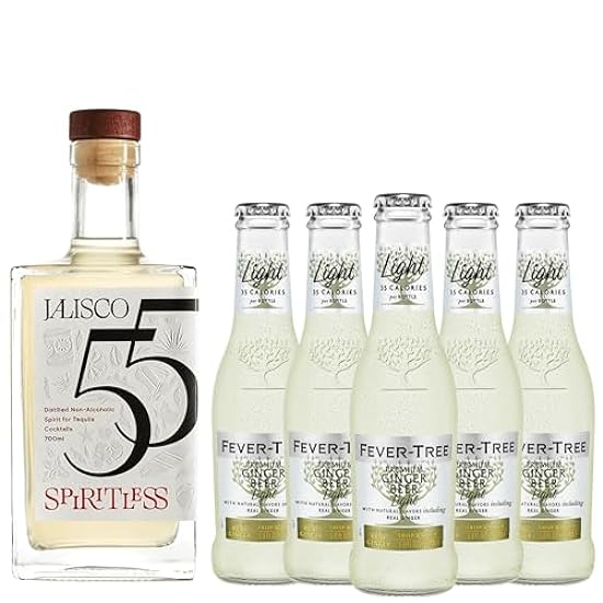 Spiritless Jalisco 55 Distilled Non-Alcoholic Tequila Bundle with Fever Tree Light Ginger Beer - Mexican Mule - Premium Zero-Proof Liquor Spirits for a Refreshing Experience | 5 PACK 464516377