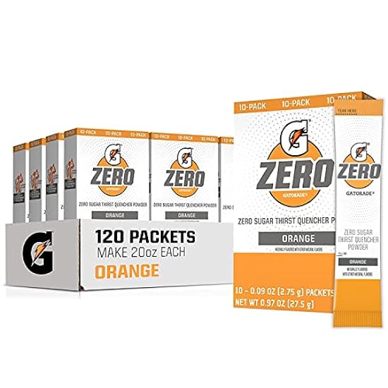 Gatorade G Zero Powder, Orange, 0.10oz Packets,(120 counts) , Pack of 12 388483760