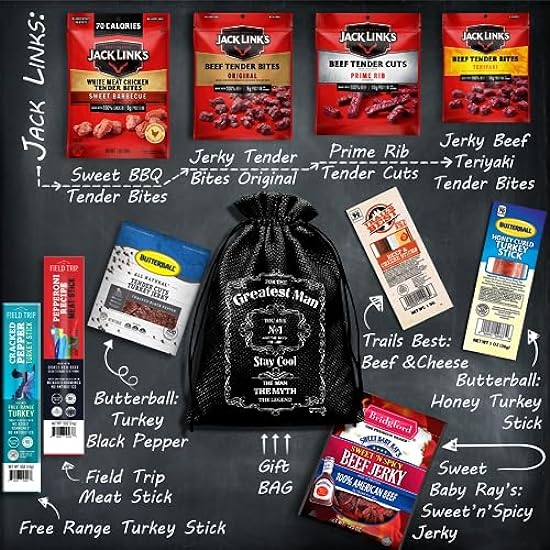 Beef Jerky Gift Baskets For Men - Dad Gifts, Birthday Gifts For Men Who Have Everything With Beef Jerky Variety Pack - Mens Gifts, Dad Birthday Gift, Care Package For Men, Husband Birthday Gift By 521044163