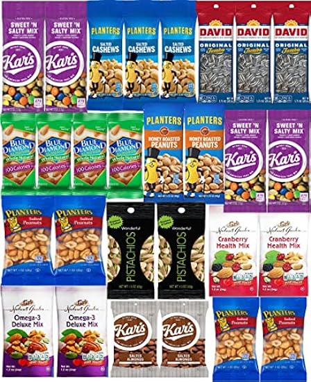Nuts Snack Packs - Mixed Nuts and Trail Mix Individual Packs - Healthy Snacks Care Package (28 Count) 297296602