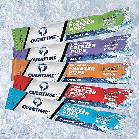 Overtime Electrolyte Freezer Pops, Sugar Free, 150 Package Quantity (Single Serve/Multi Variety Pack 5 Flavors 30 of Each / 1 Case) 572339052