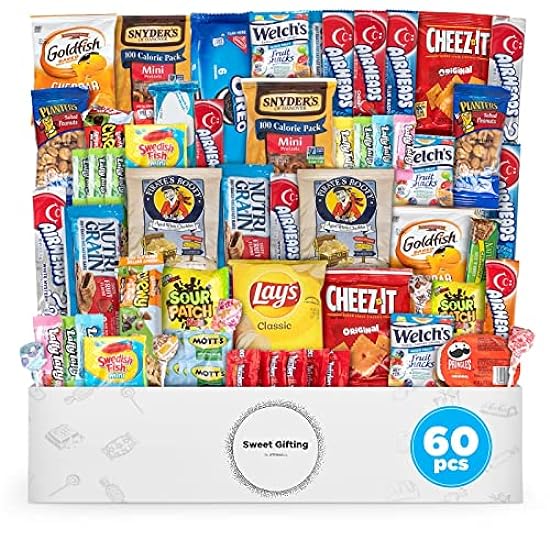 Snacks Variety Pack for Adults (60 Count) Chips, Cookies, Candy Assortment Easter Gift Box, College Student, Adults, Kids, Birthday Party 428098656