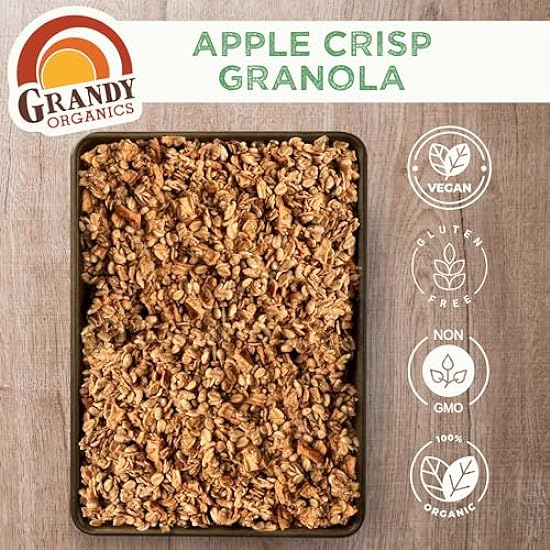 Grandy Organics Apple Crisp Granola, 10 Pound Bulk Bag, Certified Organic, Gluten Free, Non-GMO, Kosher, Plant Based Protein Granola 865563714