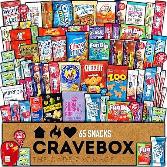 CRAVEBOX Snack Box (65 Count) Easter Variety Pack Care Package Gift Basket Adult Kid Guy Girl Women Men Birthday College Student Office School 982244820