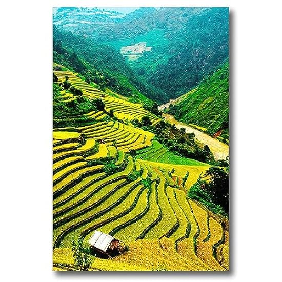 Canvas Wall Art Prints Picture Susegana View vineyards hills around Conegliano Veneto Framed Large Size Artwork Wall Painting Home Decor for Living Room Bedroom Ready to Hang 23