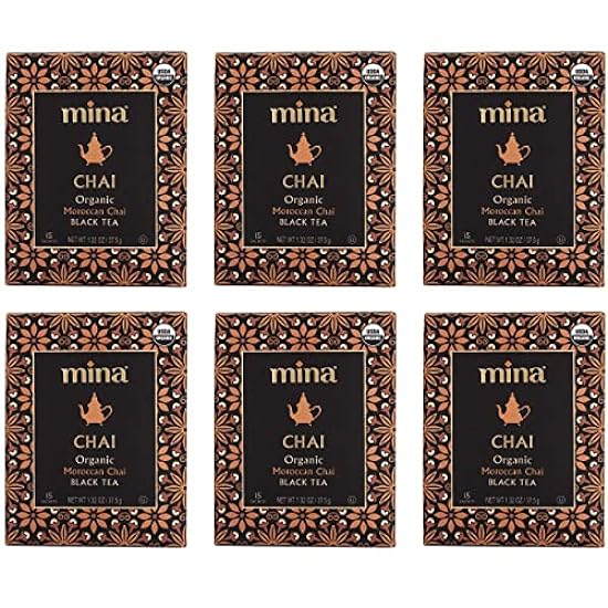 Mina Chai, Organic Moroccan Chai Black Tea, 6 Pack, 90 